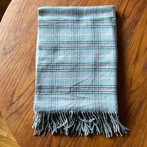 Plaid Cashmere Fringed Scarf